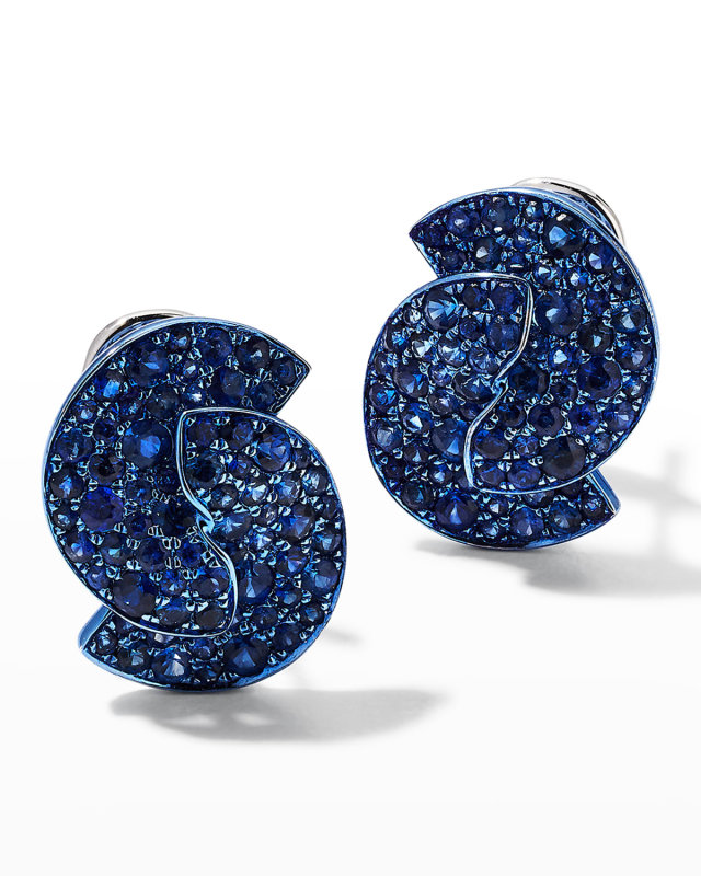 Blue Sapphire Huggie Earrings